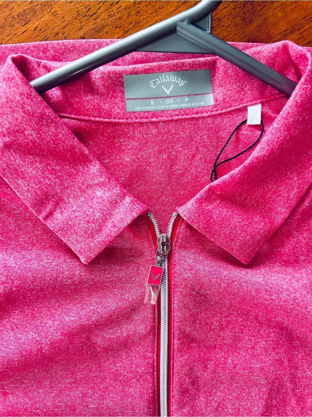 CALLAWAY Pink Heather Sleeveless 1/4 Zip Golf Polo • NWOT • Size S